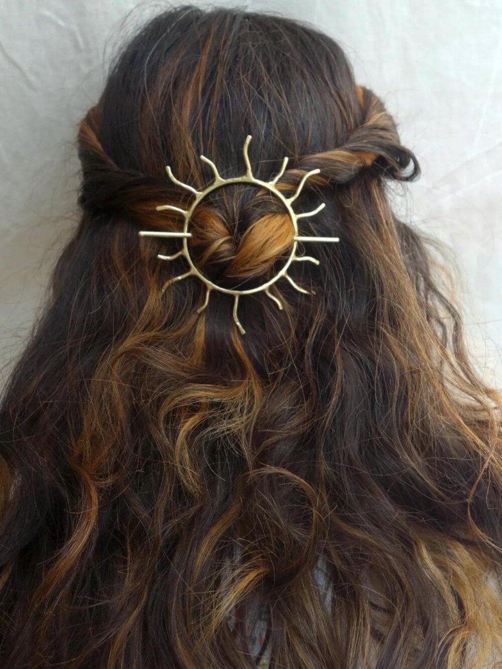 Handmade Brass Sun Hair Pin - Rachel Pfeffer Design